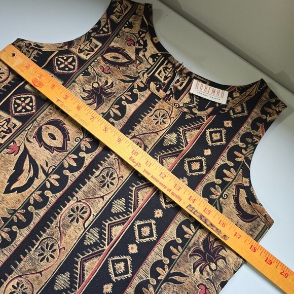 Braemar Jeremy Scott Women Maxi Dress Size 8 Tie Back Aztec Print Summer Vintage - Picture 12 of 15